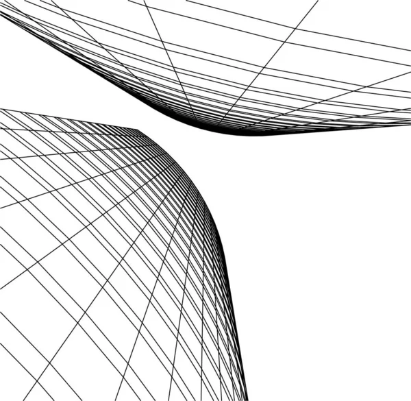 Líneas Abstractas Dibujo Concepto Arte Arquitectónico Formas Geométricas Mínimas — Archivo Imágenes Vectoriales