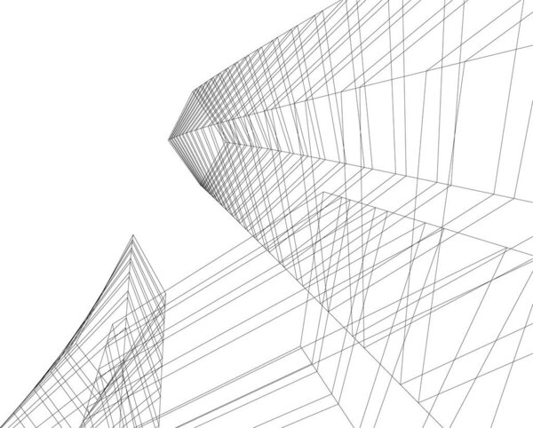 Abstract drawing lines in architectural art concept, minimal geometrical shapes. 