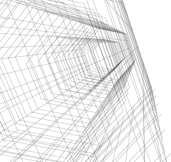 Lignes Dessin Abstraites Dans Concept Art Architectural Formes Géométriques Minimales — Image vectorielle