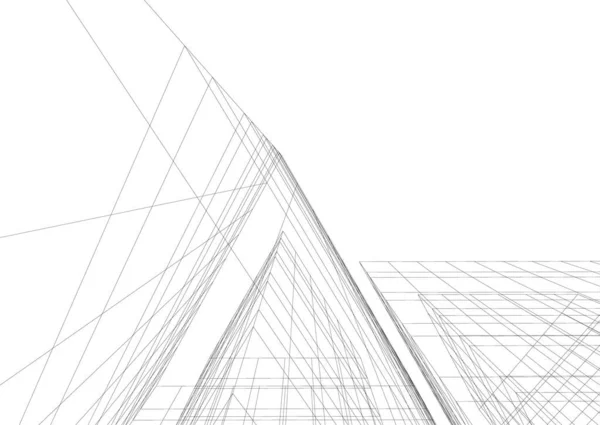 Lignes Dessin Abstraites Dans Concept Art Architectural Formes Géométriques Minimales — Image vectorielle