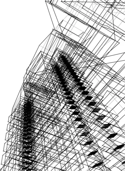 Elvont Rajzvonalak Építészeti Képzőművészetben Minimális Geometriai Formák — Stock Vector