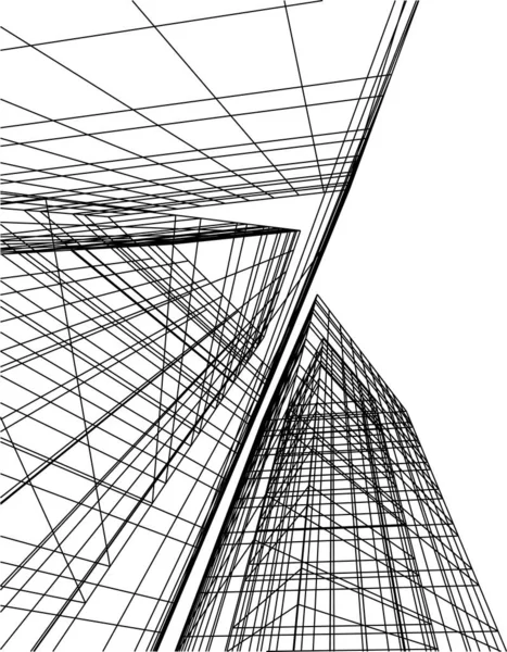 Abstrakta Teckningslinjer Arkitektonisk Konst Koncept Minimala Geometriska Former — Stock vektor