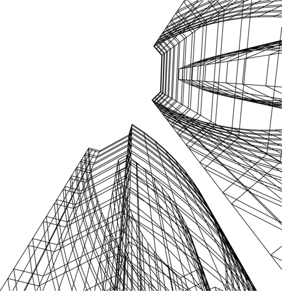 Abstrakcyjne Linie Rysunku Koncepcji Sztuki Architektonicznej Minimalne Kształty Geometryczne — Wektor stockowy