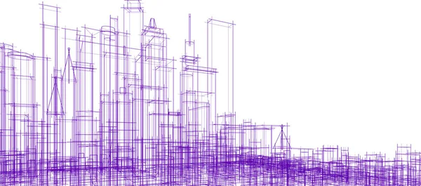 Arkaplanda mimari bina 3d illüstrasyon