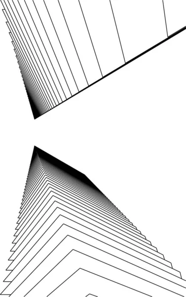 Elvont Rajzvonalak Építészeti Képzőművészetben Minimális Geometriai Formák — Stock Vector