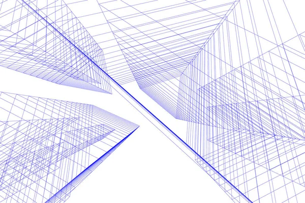 Abstrakte Zeichnungslinien Architektonischen Kunstkonzept Minimale Geometrische Formen — Stockvektor