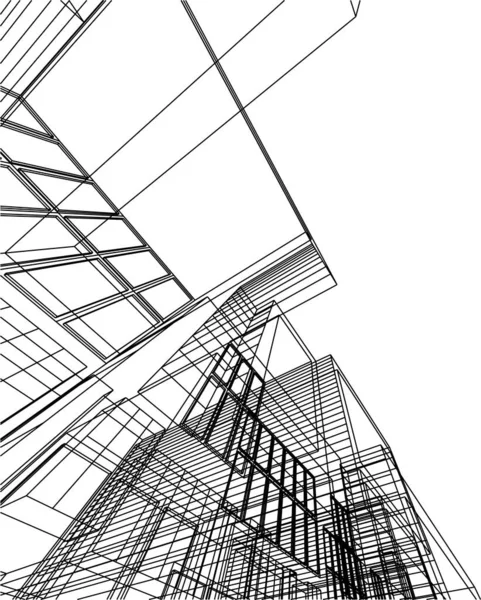 Abstracte Tekenlijnen Architectonisch Kunstconcept Minimale Geometrische Vormen — Stockvector