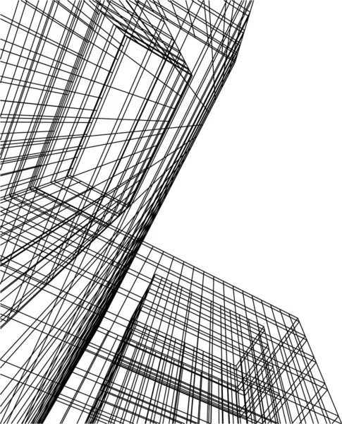 Líneas Abstractas Dibujo Concepto Arte Arquitectónico Formas Geométricas Mínimas — Archivo Imágenes Vectoriales