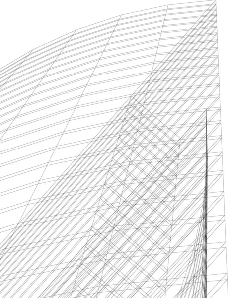 Abstracte Tekenlijnen Architectonisch Kunstconcept Minimale Geometrische Vormen — Stockvector