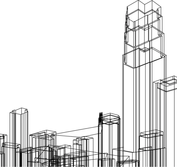 Abstrakta Teckningslinjer Arkitektonisk Konst Koncept Minimala Geometriska Former — Stock vektor