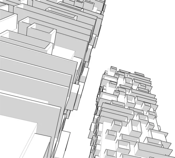 Linee Disegno Astratte Nel Concetto Arte Architettonica Forme Geometriche Minime — Vettoriale Stock