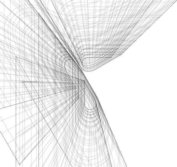 Lignes Dessin Abstraites Dans Concept Art Architectural Formes Géométriques Minimales — Image vectorielle