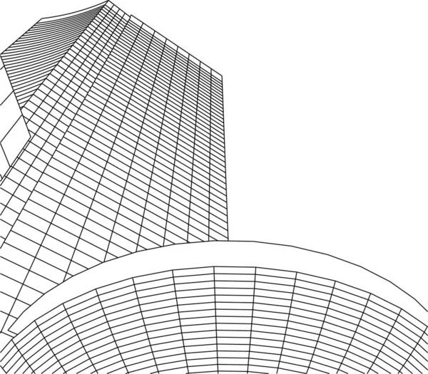 Abstrakte Zeichnungslinien Architektonischen Kunstkonzept Minimale Geometrische Formen — Stockvektor