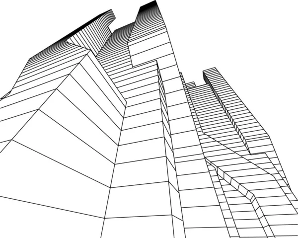 Linee Disegno Astratte Nel Concetto Arte Architettonica Forme Geometriche Minime — Vettoriale Stock