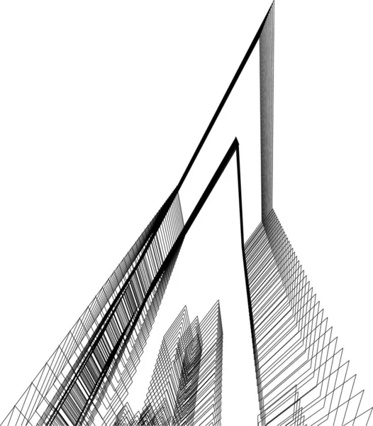 Líneas Abstractas Dibujo Concepto Arte Arquitectónico Formas Geométricas Mínimas — Vector de stock