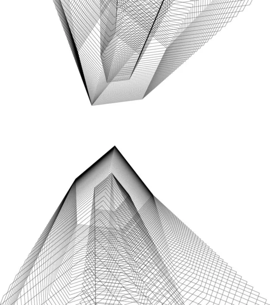 Líneas Abstractas Dibujo Concepto Arte Arquitectónico Formas Geométricas Mínimas — Archivo Imágenes Vectoriales