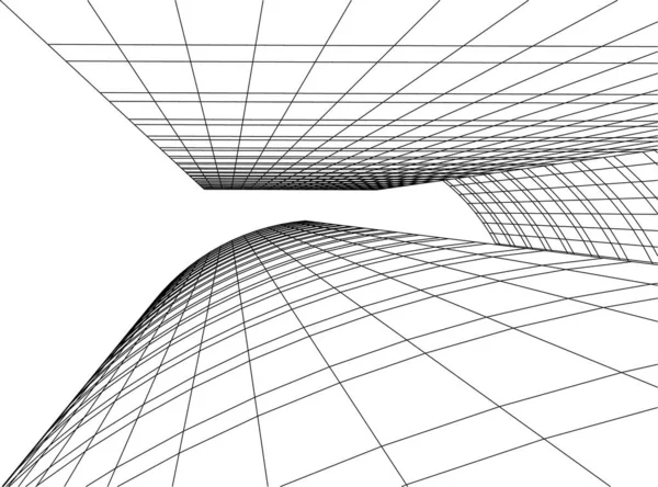 Elvont Rajzvonalak Építészeti Képzőművészetben Minimális Geometriai Formák — Stock Vector