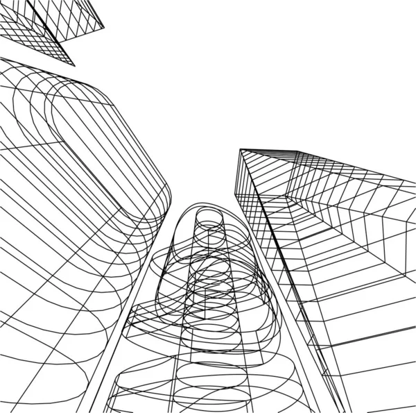 Linhas Abstratas Desenho Conceito Arte Arquitetônica Formas Geométricas Mínimas — Vetor de Stock