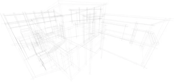 Líneas Abstractas Dibujo Concepto Arte Arquitectónico Formas Geométricas Mínimas — Vector de stock