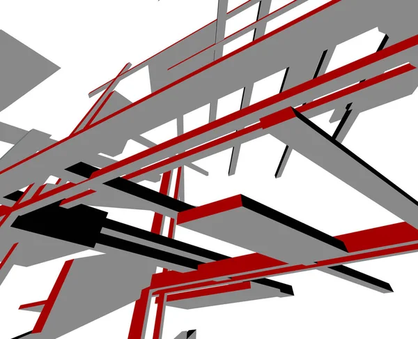 Líneas Abstractas Dibujo Concepto Arte Arquitectónico Formas Geométricas Mínimas — Vector de stock