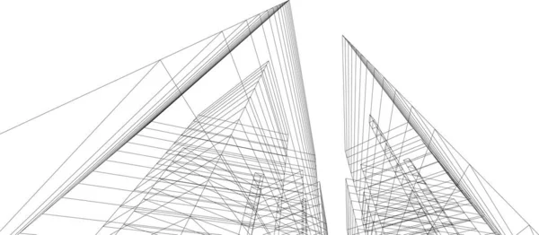 Líneas Abstractas Dibujo Concepto Arte Arquitectónico Formas Geométricas Mínimas — Archivo Imágenes Vectoriales