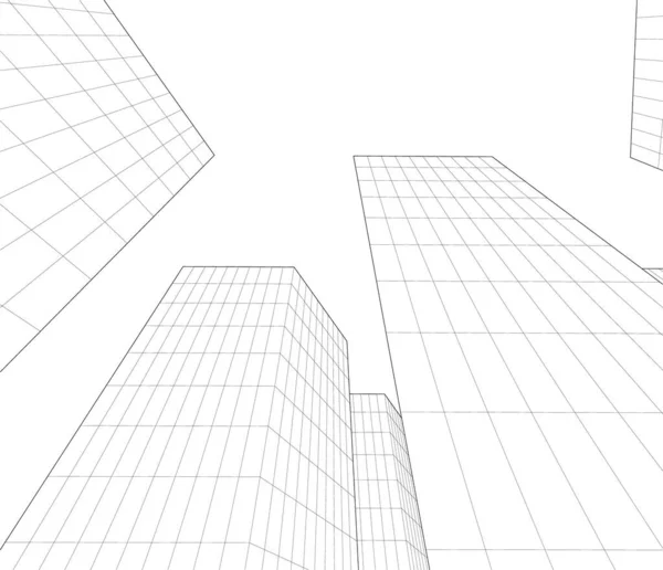 Líneas Abstractas Dibujo Concepto Arte Arquitectónico Formas Geométricas Mínimas — Vector de stock