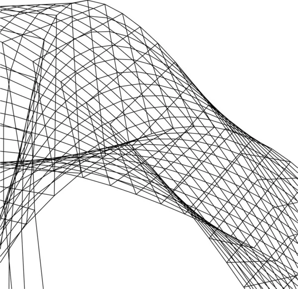 Abstracte Tekenlijnen Architectonisch Kunstconcept Minimale Geometrische Vormen — Stockvector