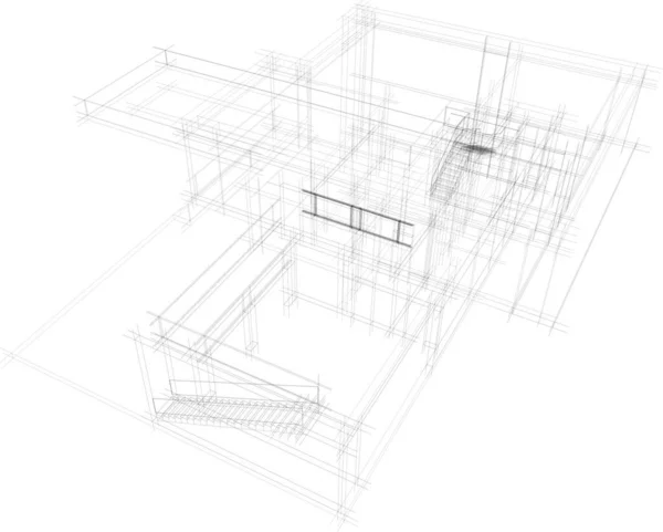 Linee Disegno Astratte Nel Concetto Arte Architettonica Forme Geometriche Minime — Vettoriale Stock