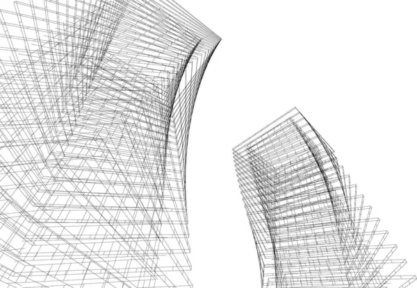 Linhas Abstratas Desenho Conceito Arte Arquitetônica Formas Geométricas Mínimas —  Vetores de Stock