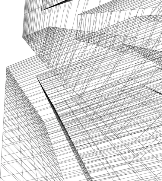 Abstrakte Zeichnungslinien Architektonischen Kunstkonzept Minimale Geometrische Formen — Stockvektor