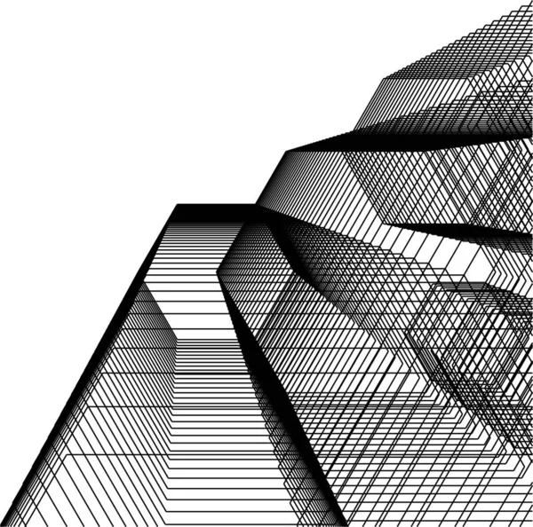 Lignes Dessin Abstraites Dans Concept Art Architectural Formes Géométriques Minimales — Image vectorielle