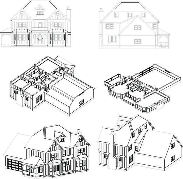 Abstrakcyjne Linie Rysunku Koncepcji Sztuki Architektonicznej Minimalne Kształty Geometryczne — Wektor stockowy