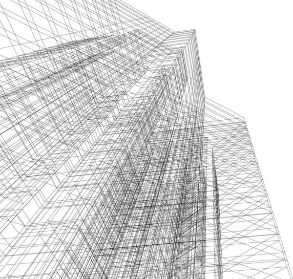 Abstracte Tekenlijnen Architectonisch Kunstconcept Minimale Geometrische Vormen — Stockvector