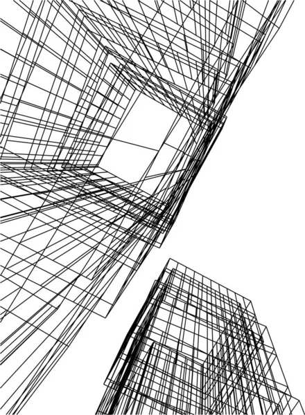 Abstrakcyjne Linie Rysunku Koncepcji Sztuki Architektonicznej Minimalne Kształty Geometryczne — Wektor stockowy