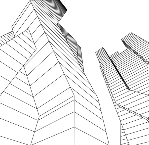 Líneas Abstractas Dibujo Concepto Arte Arquitectónico Formas Geométricas Mínimas — Archivo Imágenes Vectoriales