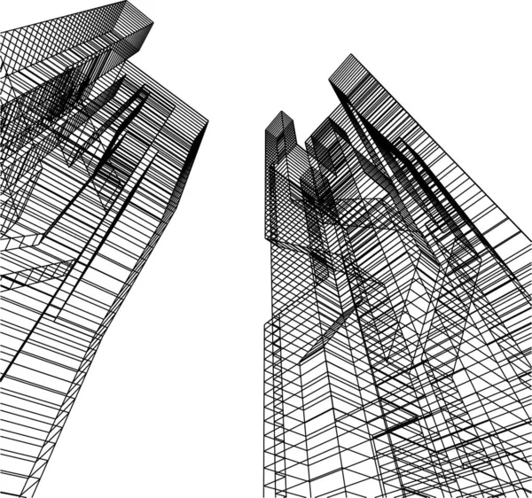 Linhas Abstratas Desenho Conceito Arte Arquitetônica Formas Geométricas Mínimas — Vetor de Stock