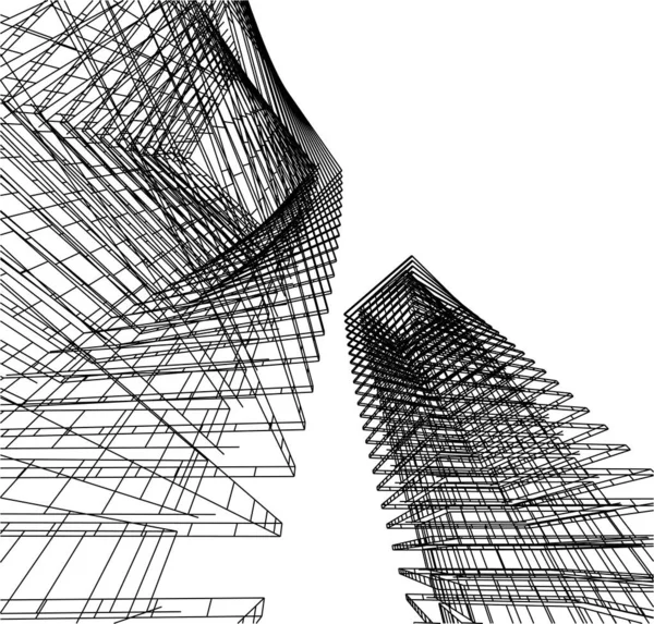 Abstrakcyjne Linie Rysunku Koncepcji Sztuki Architektonicznej Minimalne Kształty Geometryczne — Wektor stockowy