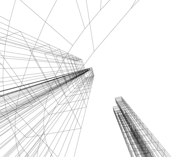 Linee Disegno Astratte Nel Concetto Arte Architettonica Forme Geometriche Minime — Vettoriale Stock