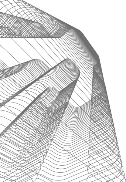 Elvont Rajzvonalak Építészeti Képzőművészetben Minimális Geometriai Formák — Stock Vector