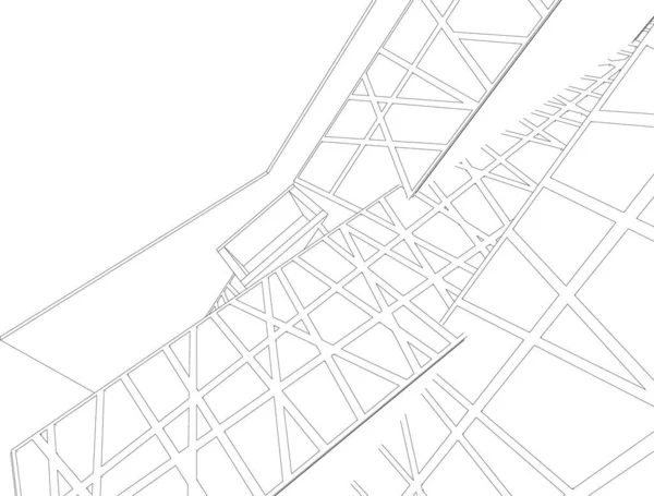 Abstracte Tekenlijnen Architectonisch Kunstconcept Minimale Geometrische Vormen — Stockvector