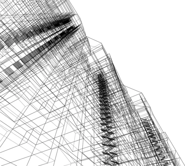 Linee Disegno Astratte Nel Concetto Arte Architettonica Forme Geometriche Minime — Vettoriale Stock