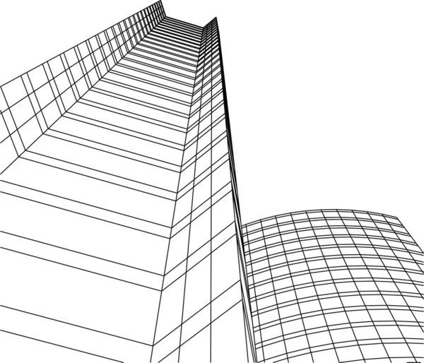 Líneas Abstractas Dibujo Concepto Arte Arquitectónico Formas Geométricas Mínimas — Archivo Imágenes Vectoriales