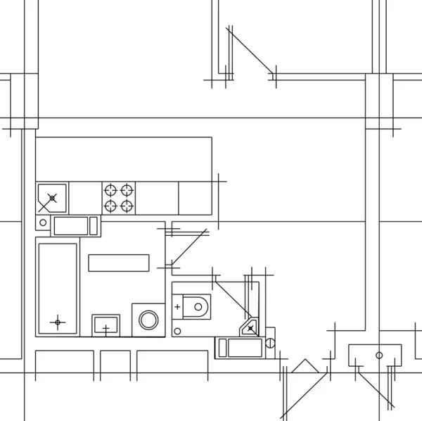 Abstracte Tekenlijnen Architectonisch Kunstconcept Minimale Geometrische Vormen — Stockvector