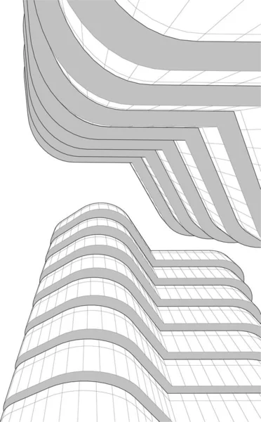 Líneas Abstractas Dibujo Concepto Arte Arquitectónico Formas Geométricas Mínimas — Vector de stock