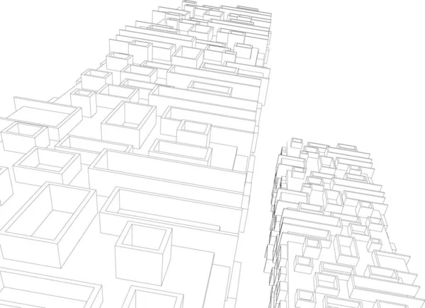 Abstrakta Teckningslinjer Arkitektonisk Konst Koncept Minimala Geometriska Former — Stock vektor