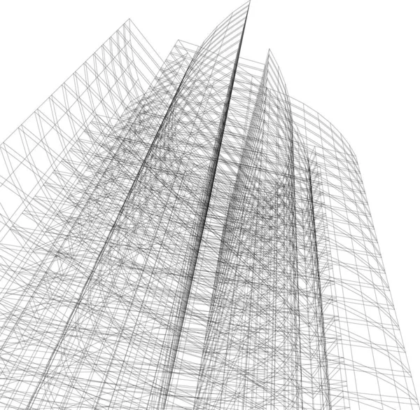 Lignes Dessin Abstraites Dans Concept Art Architectural Formes Géométriques Minimales — Image vectorielle