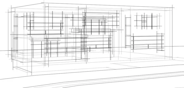 Abstrakcyjne Linie Rysunku Koncepcji Sztuki Architektonicznej Minimalne Kształty Geometryczne — Wektor stockowy