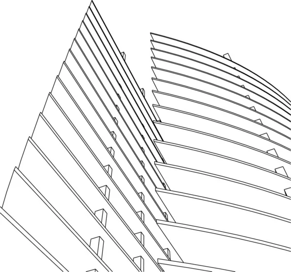 Elvont Rajzvonalak Építészeti Képzőművészetben Minimális Geometriai Formák — Stock Vector