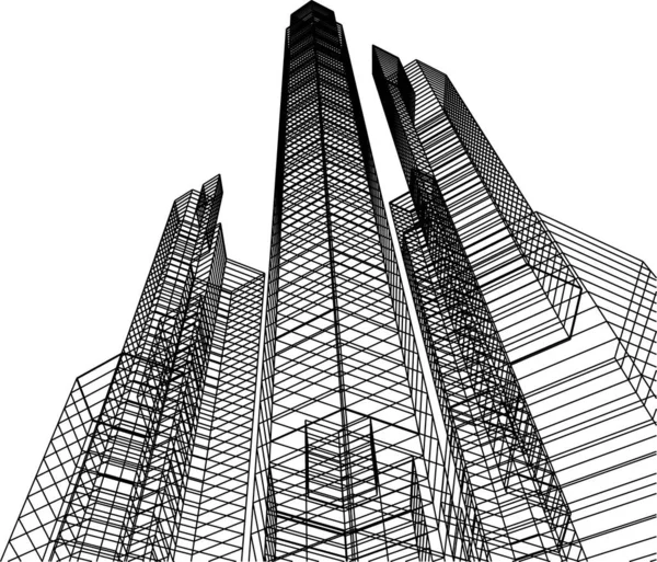 Linhas Abstratas Desenho Conceito Arte Arquitetônica Formas Geométricas Mínimas —  Vetores de Stock