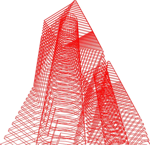 建筑艺术概念中的抽象绘图线 最小几何形状 — 图库矢量图片